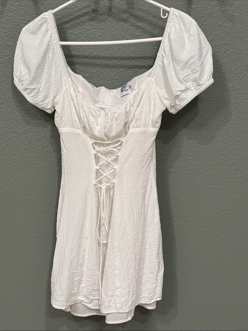 Princess Polly White Puff Sleeve Lace-Up Dress